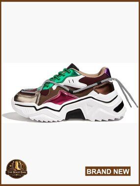 Platform Sneakers Chunky Dad Shoes Retro Colorblock Walking Shoes
